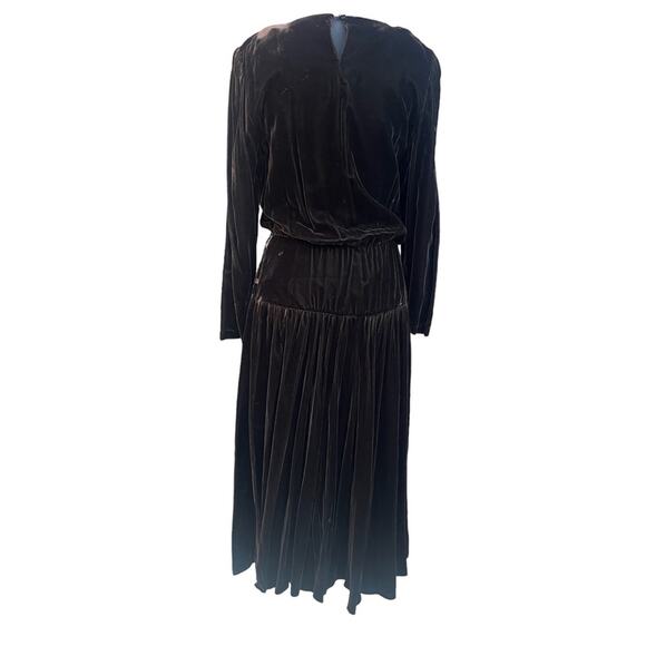 Vtg Velvet Drop Waist Embroidered Dress Womens M Fairy Grunge Whimsigoth Regency - Picture 3 of 8